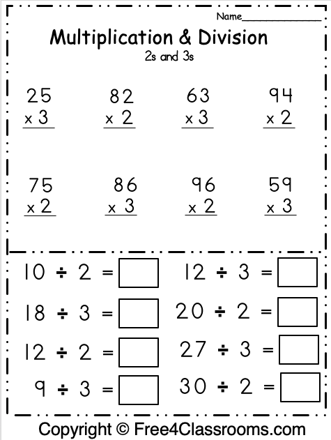Free Multiplication and Division 2 Digit Math Worksheet - Free ...