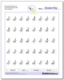 Division Math Facts Worksheets
