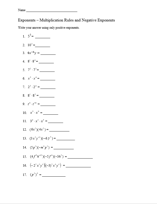 Exponents - Riverside Math