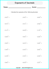 Free printable exponents and prower of ten math worksheets for ...
