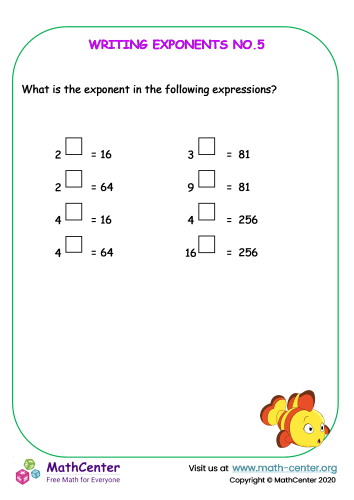 math worksheet exponents