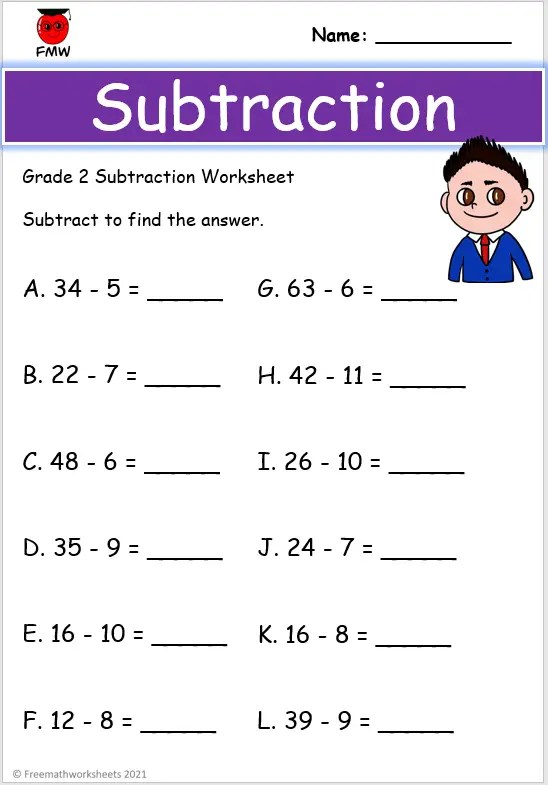 Grade 2 Subtraction Worksheets | Free Worksheets | Printables