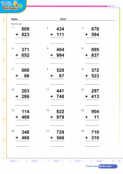 math worksheet for 3rd grade addition