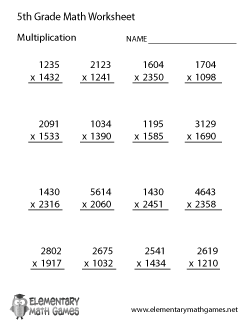 math worksheet for 5th grade division