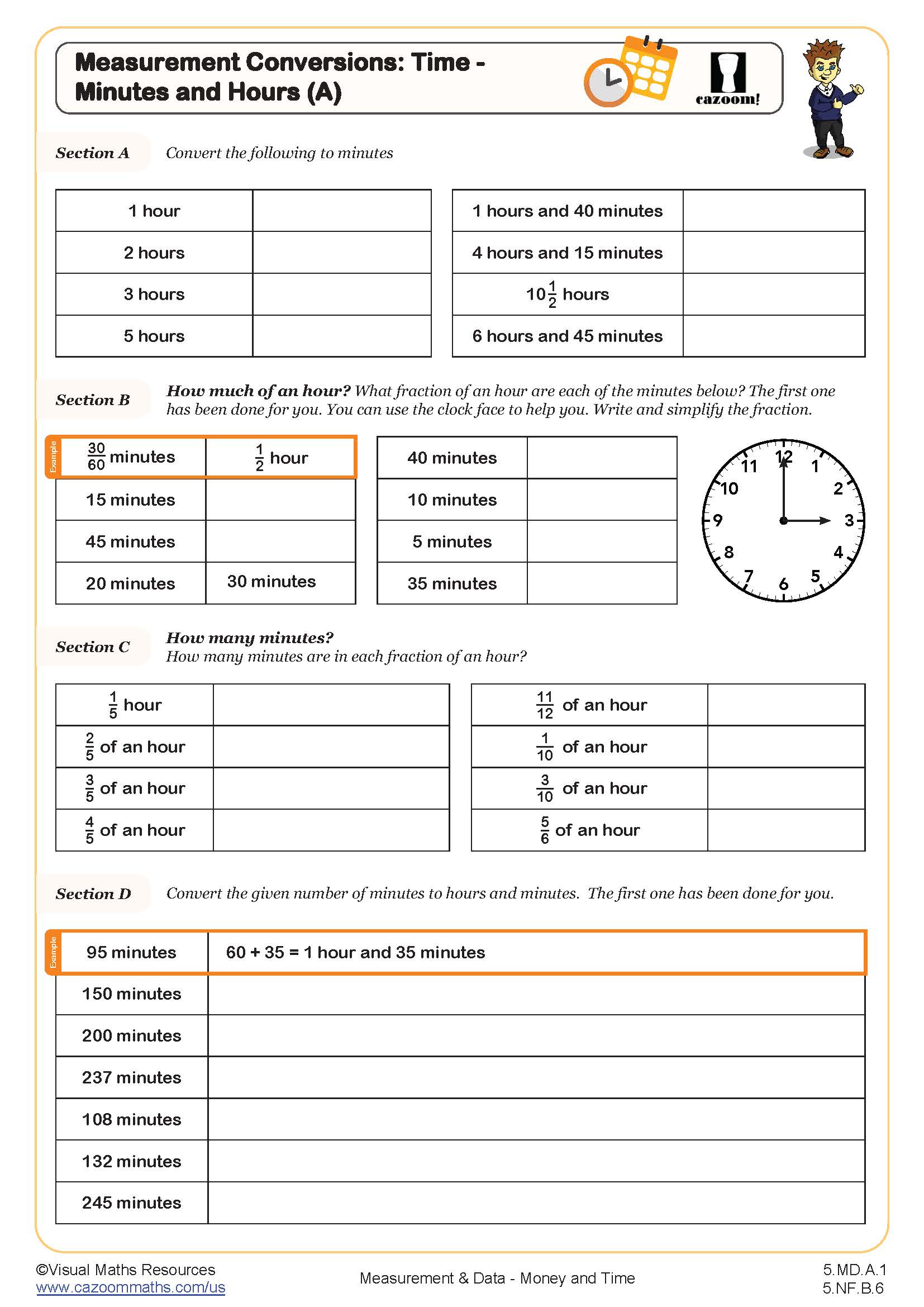 math worksheet for 5th grade with answer key