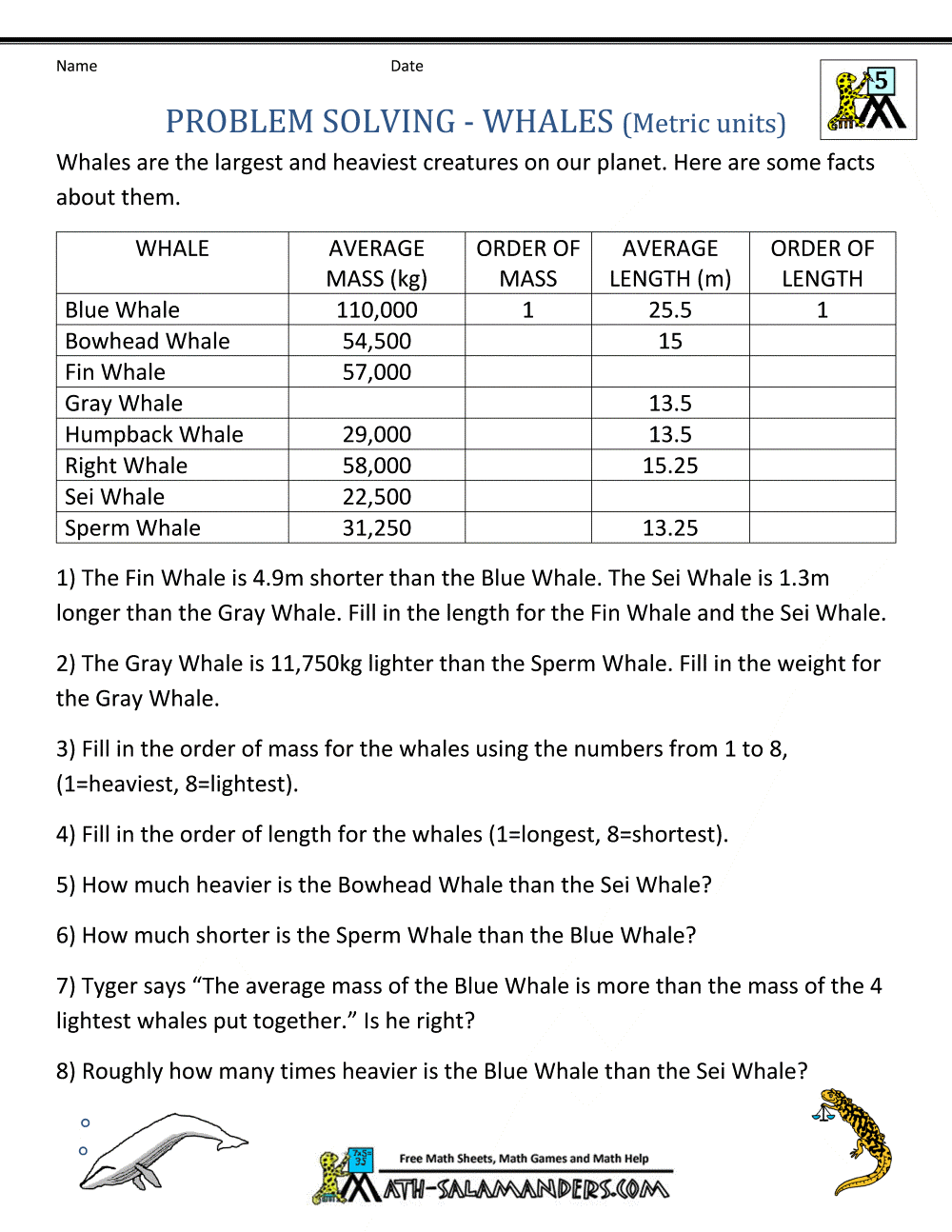 math worksheet for 5th grade word problems