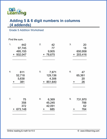 New Free Grade 5 Math Worksheets Pages | Worsheets library
