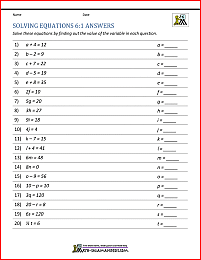 math worksheet for 6th grade algebra