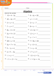 math worksheet for 6th grade algebra