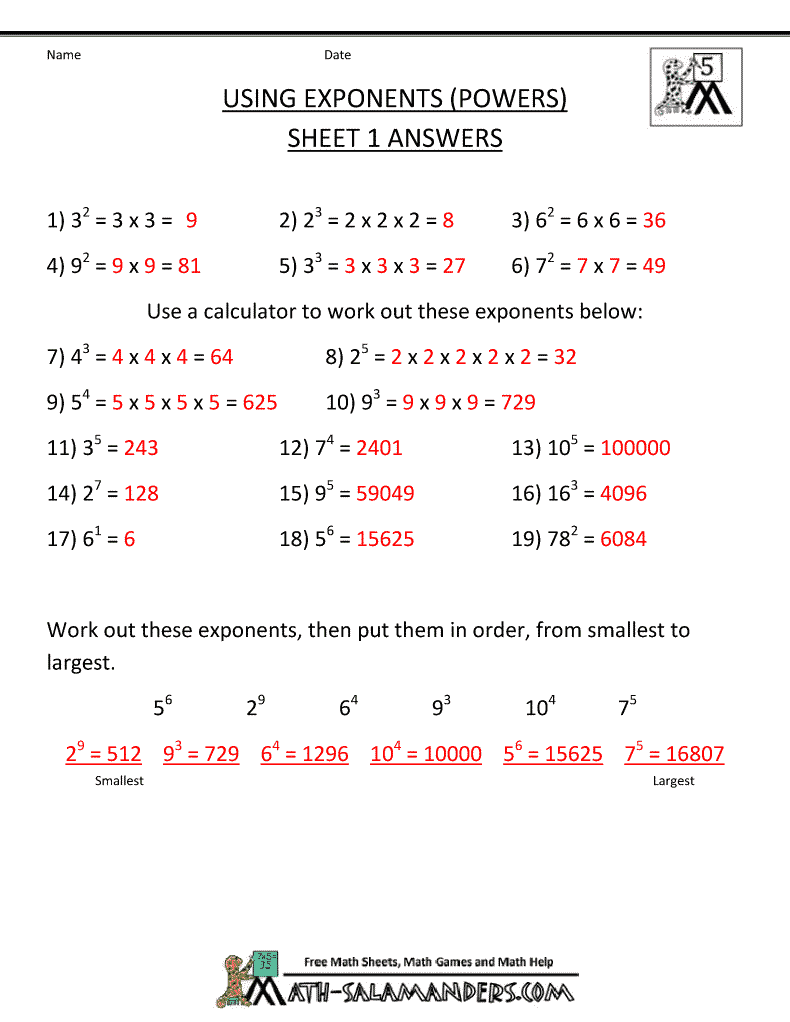 math worksheet for 6th graders with answers