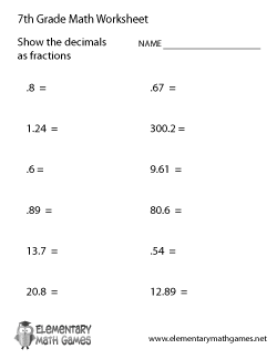 Seventh Grade Math Worksheets
