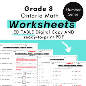 Grade 8 Ontario Math Number Sense Place Value PDF &  Editable ...
