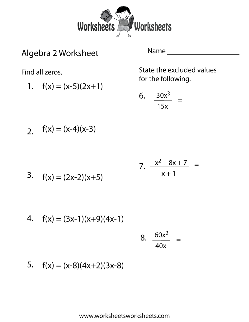 Algebra 2 Practice Worksheet | Worksheets Worksheets