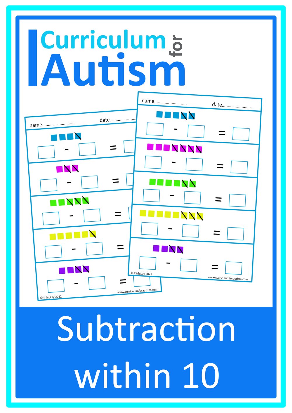 Subtraction 1-10 Visual Worksheets Autism Special Education ...