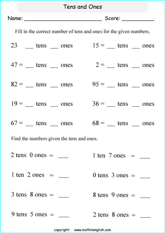 Printable primary math worksheet for math grades 1 to 6 based on ...