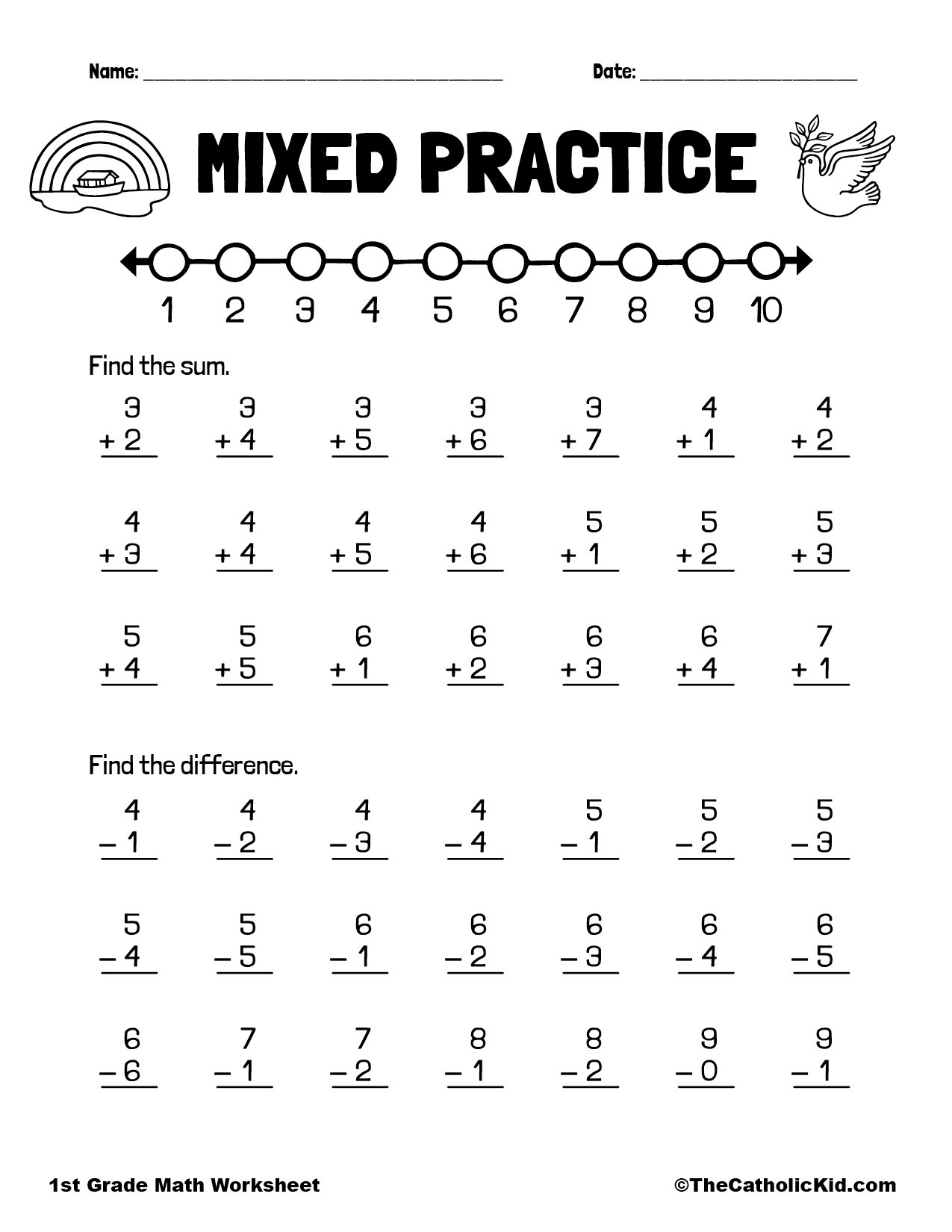 Practice Addition &  Subtraction - 1st Grade Math Worksheet ...