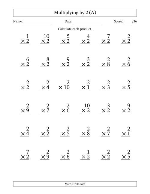 math worksheet for grade 2 multiplication
