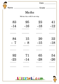Printable Subtraction Worksheet For Grade 2,Maths Worksheets For Kids