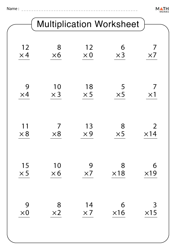 Multiplication Worksheets Grade 3 with Answer Key