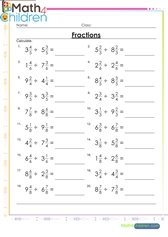 math worksheet for grade 5 fractions