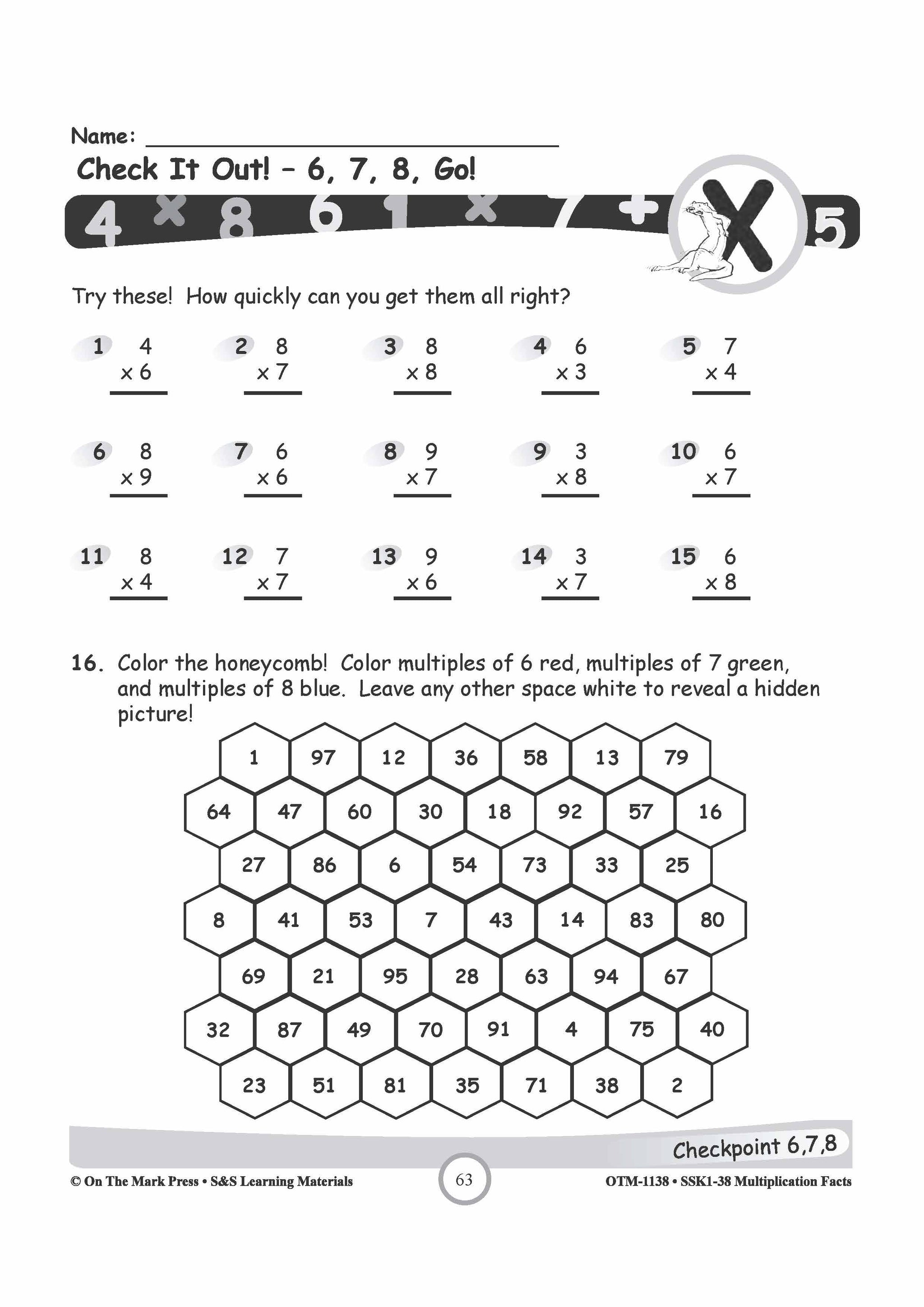 Multiplication Facts 6,7 & 8 Worksheets Grades 35 Worksheets Library