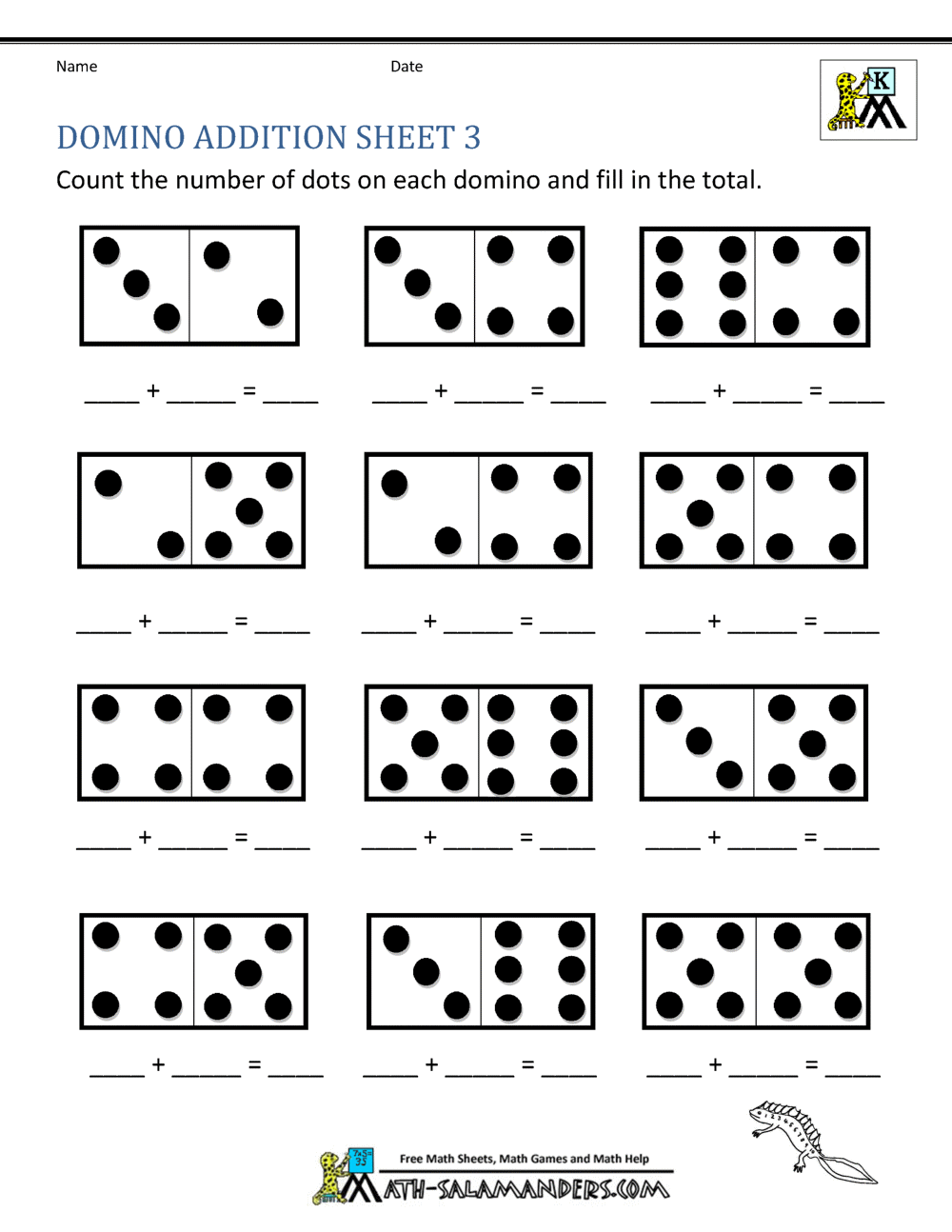 Addition Math Worksheets for Kindergarten