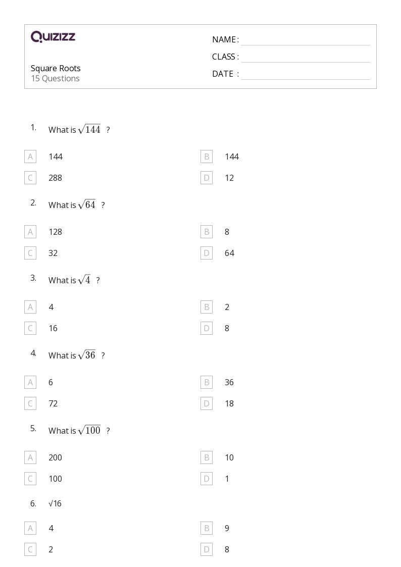 50+ Roots worksheets for 8th Year on Quizizz | Free &  Printable