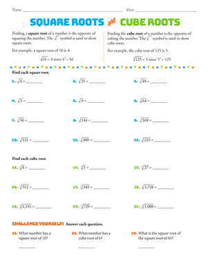 8.EE.A.2 Worksheets - Common Core Math