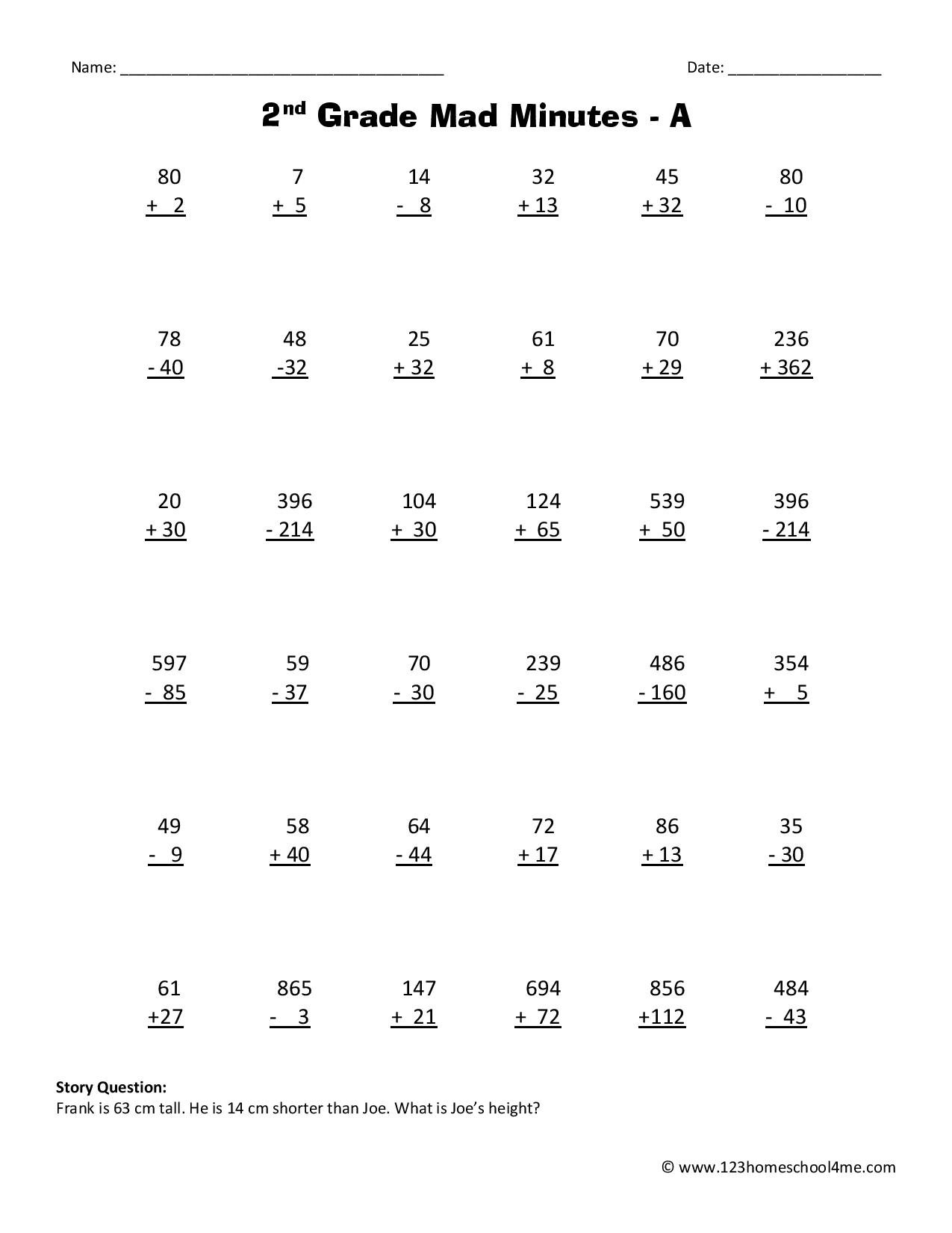 Second Grade Math Worksheets - 123 Homeschool 4 Me