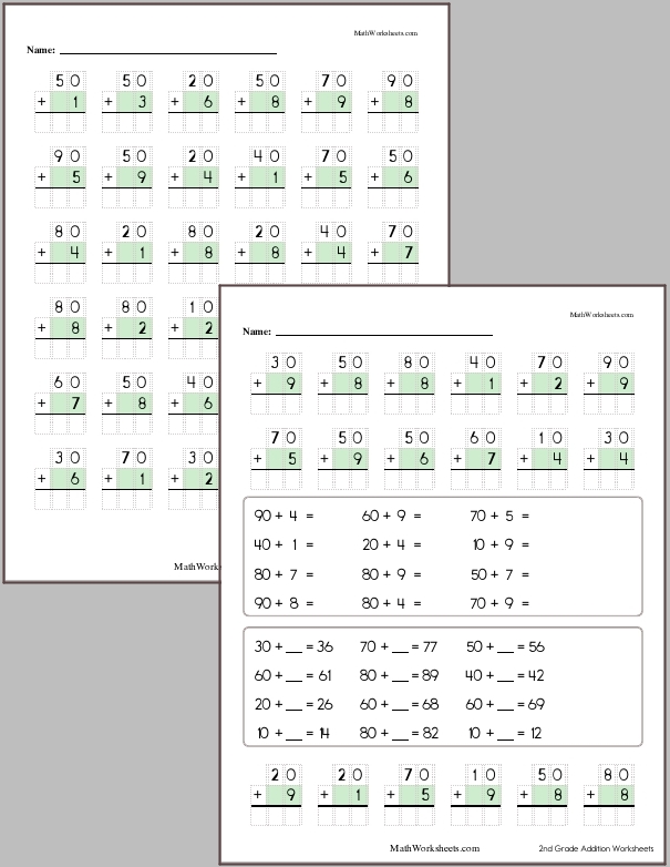 Addition Worksheets for 2nd Graders - Free with No Login ...