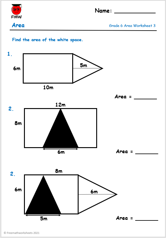 math worksheet for sixth grade
