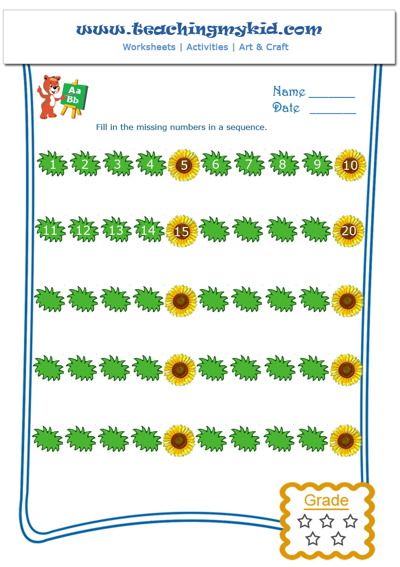Fun worksheets for kids - Skip Counting by 5 - Worksheet - 1