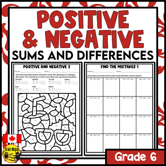 Adding and Subtracting Integers Math Worksheets | Positive and ...