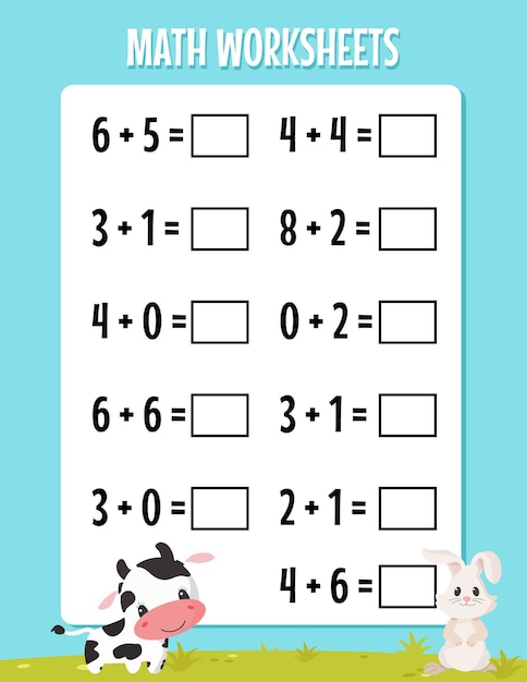 math worksheet kindergarten addition
