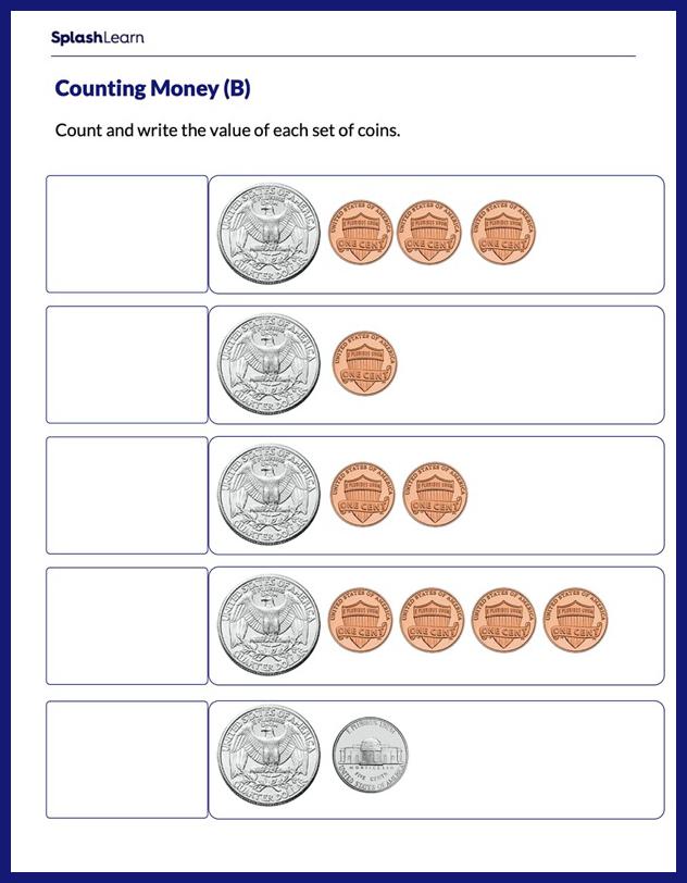 Counting Money Worksheets for 2nd Graders Online - SplashLearn