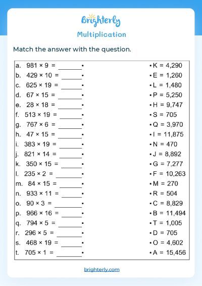 math worksheet multiplication 5th grade
