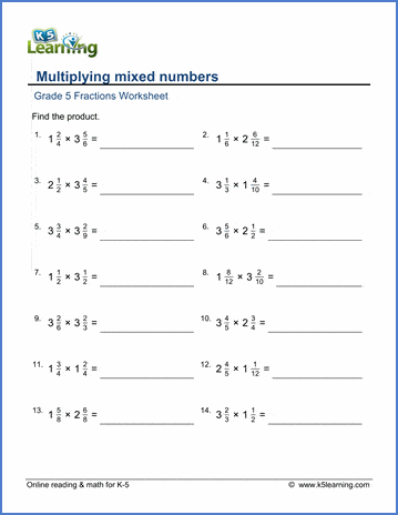 Multiplying mixed numbers worksheets | Worsheets library