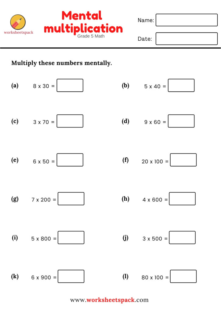 math worksheet multiplication 5th grade
