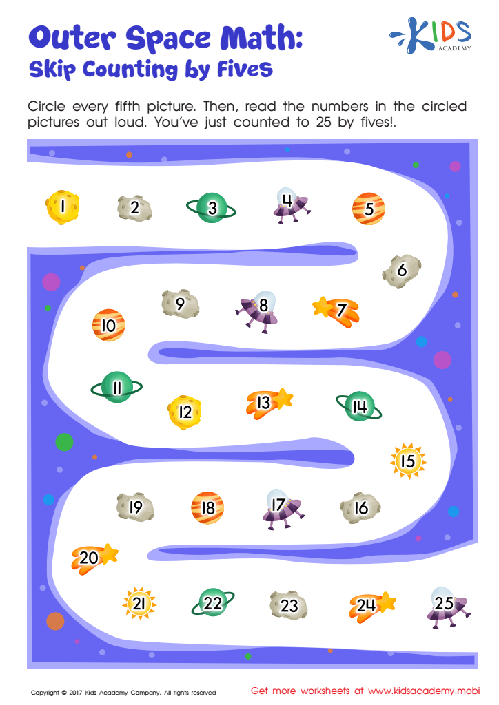 Online Skip Counting by 5s: Outer Space Math Printable - Free ...