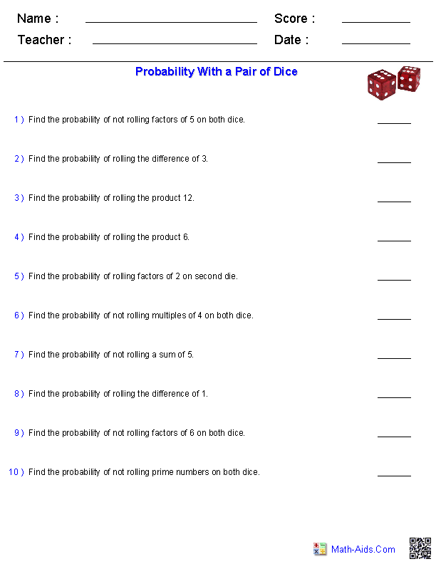math worksheet page 206 207 5th grade probability homework