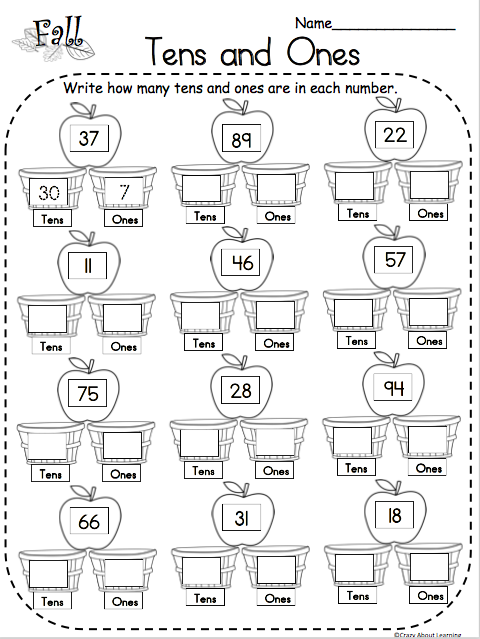 Place Values Tens and Ones Fall Math Free Worksheet | Made By Teachers