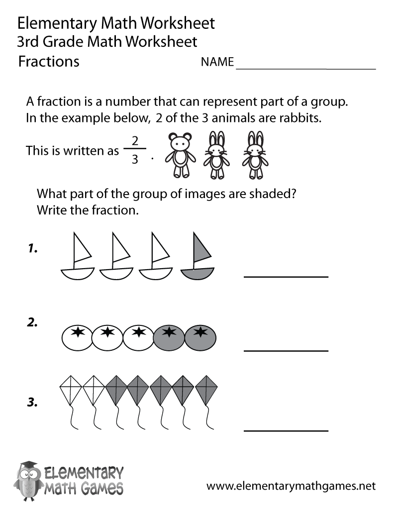 math worksheet printable fractions