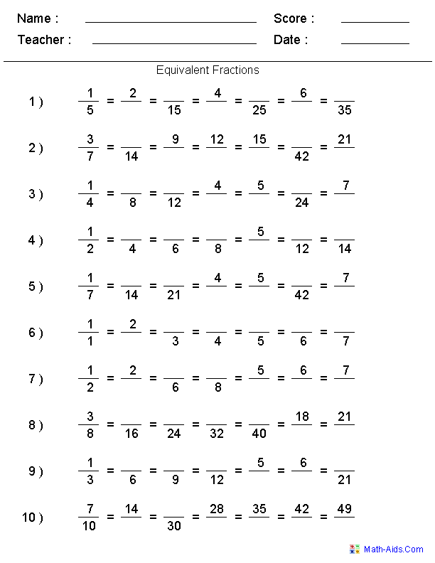 math worksheet printable fractions
