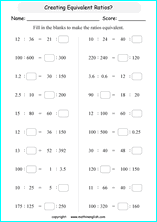 Printable ratio and Proportion worksheets for grade 5 and 6 math ...