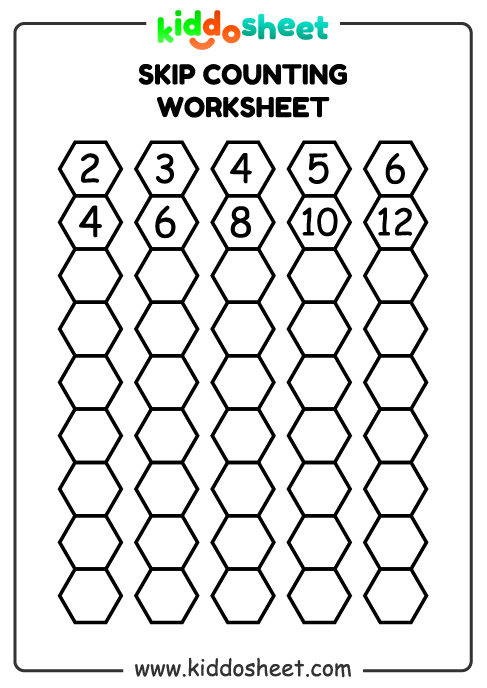 Skip Counting 2-3-4-5-6 Printable Worksheet Files - Kiddosheet