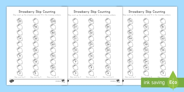 Strawberry Skip Counting Math Activity (teacher made)