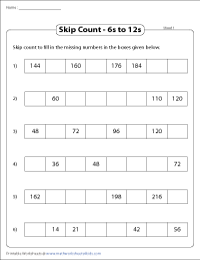 Skip Counting Worksheets