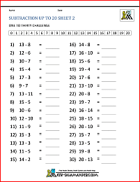 math worksheet subtraction 1st grade