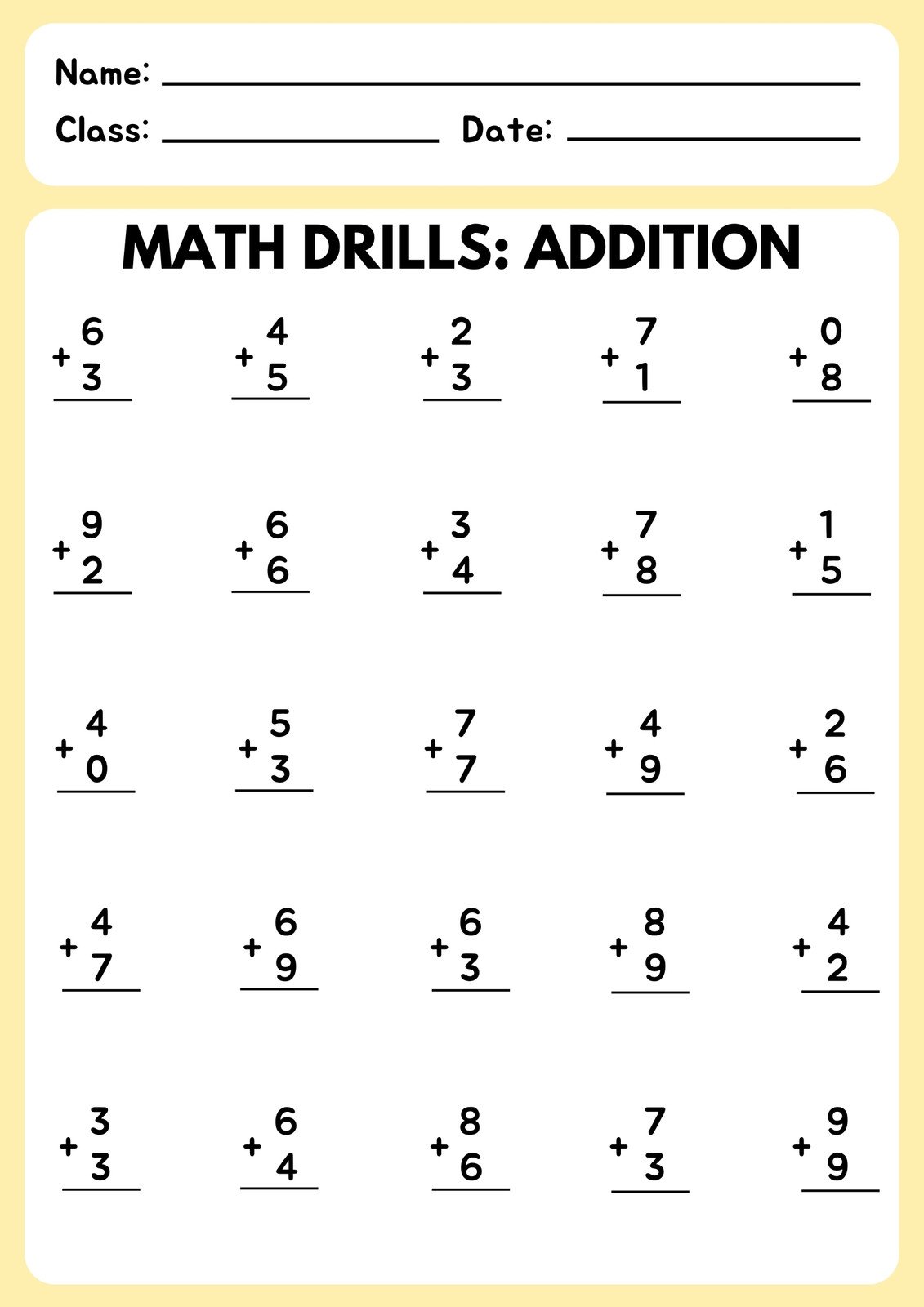 Free, printable, customizable math worksheet templates 