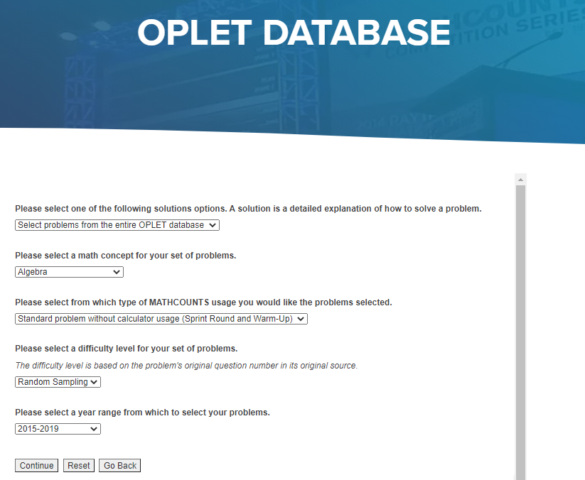 OPLET MATHCOUNTS Foundation Worksheets Library